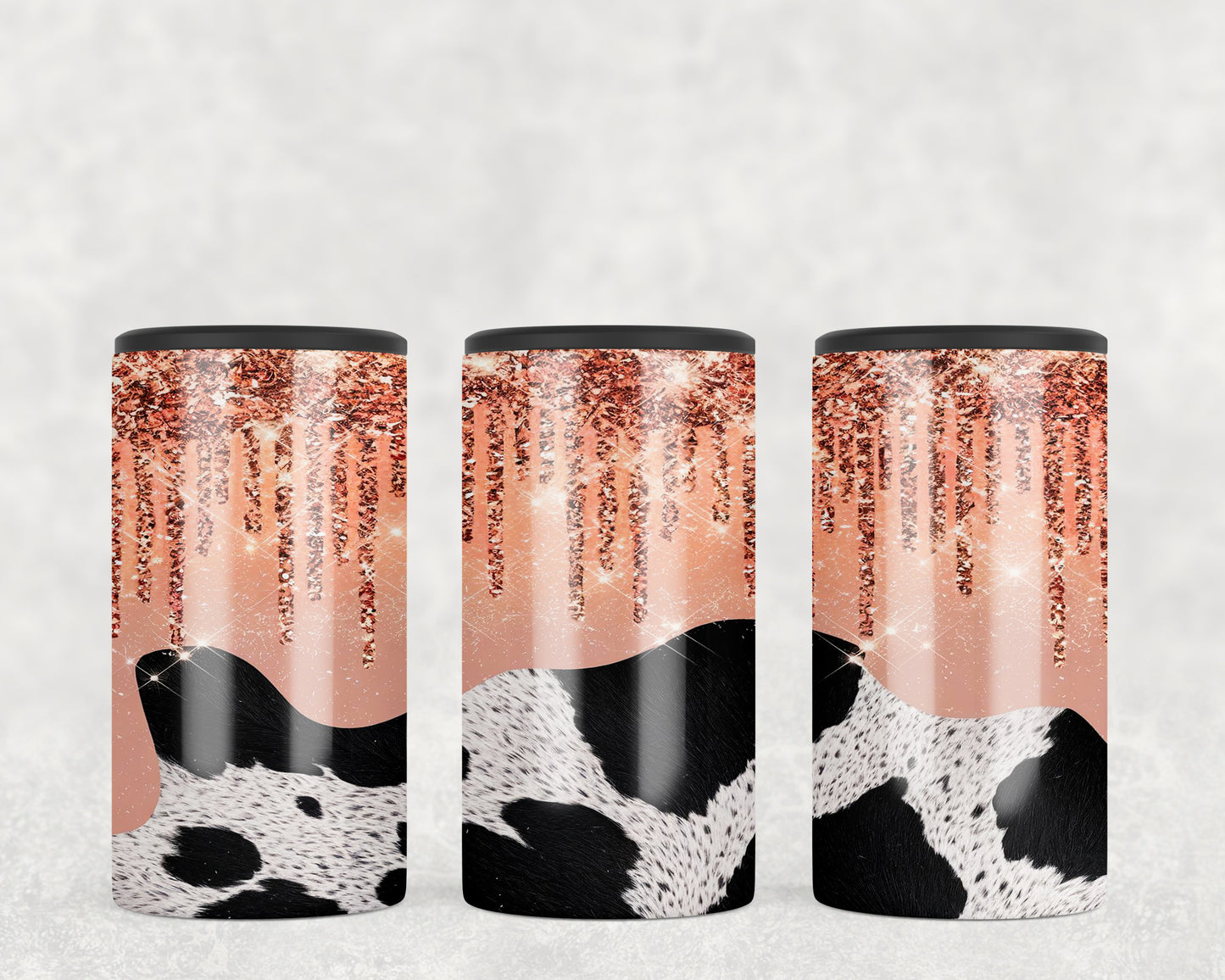 Cow Print Printed Glitter 5-in-1 Can Hugger Tumbler - 249