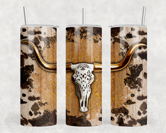 Cow Print Skull 20oz Skinny Tumbler - 2504