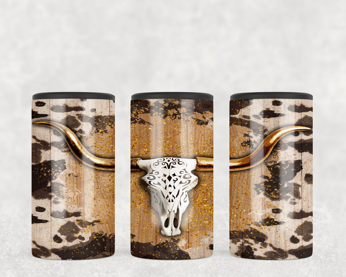 Cow Print Skull 5-in-1 Can Hugger Tumbler - 2504