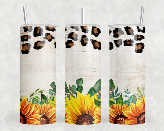 Leopard Print Sunflower 20oz Skinny Tumbler - 2507