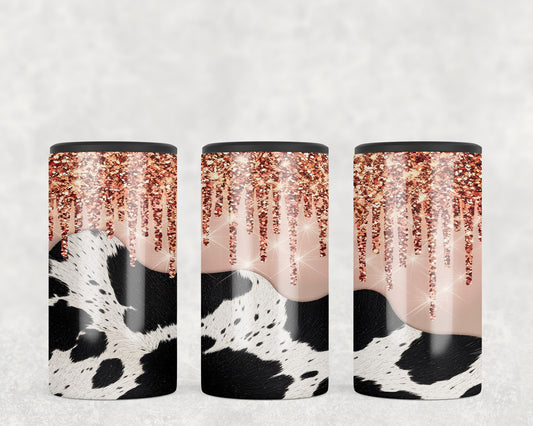 Cow Print Printed Glitter 5-in-1 Can Hugger Tumbler - 250