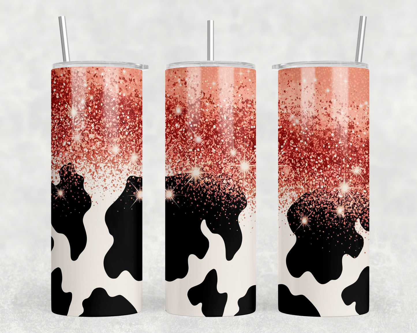 Cow Print Printed Glitter 20oz Skinny Tumbler - 251