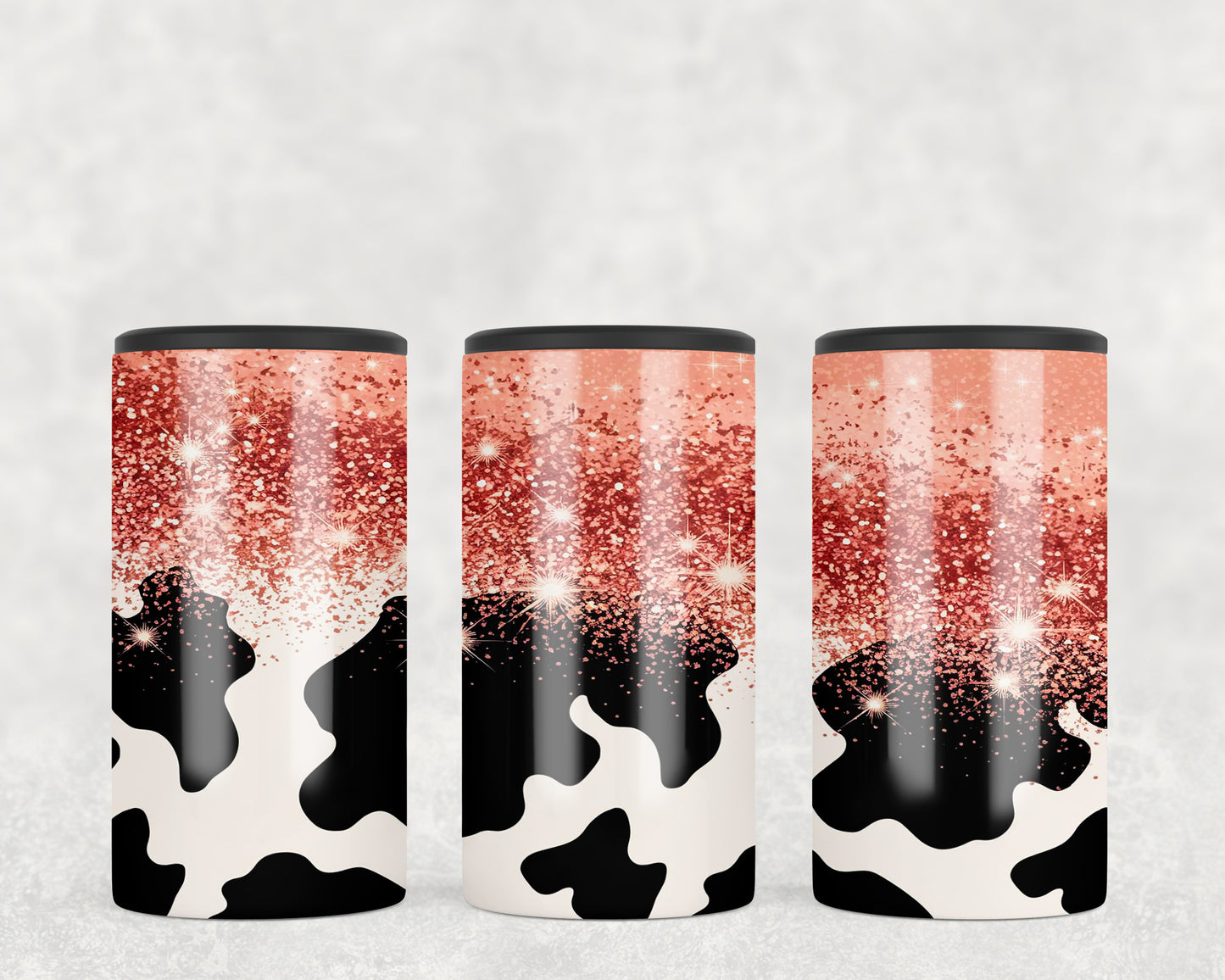 Cow Print Printed Glitter 5-in-1 Can Hugger Tumbler - 251