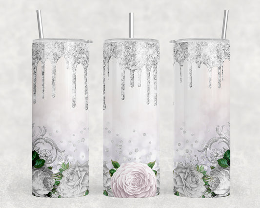 White Roses 20oz Skinny Tumbler - 2529