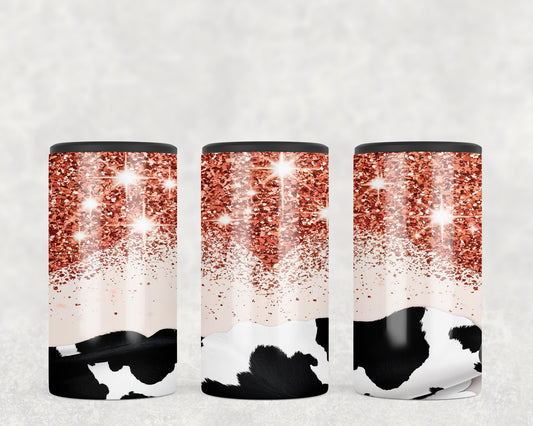 Cow Print Printed Glitter 5-in-1 Can Hugger Tumbler - 252