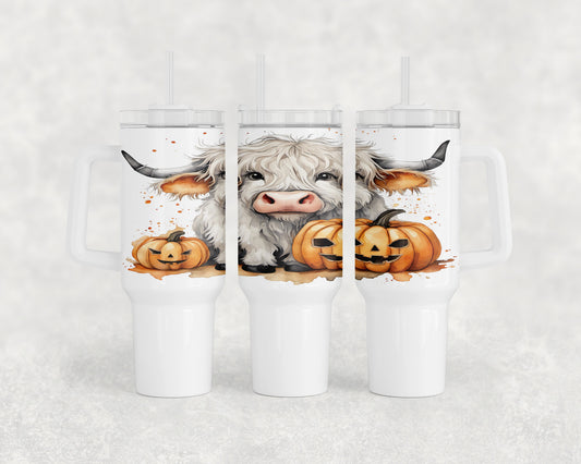 Cute Halloween Highland Cow 40oz Tumbler - 2537