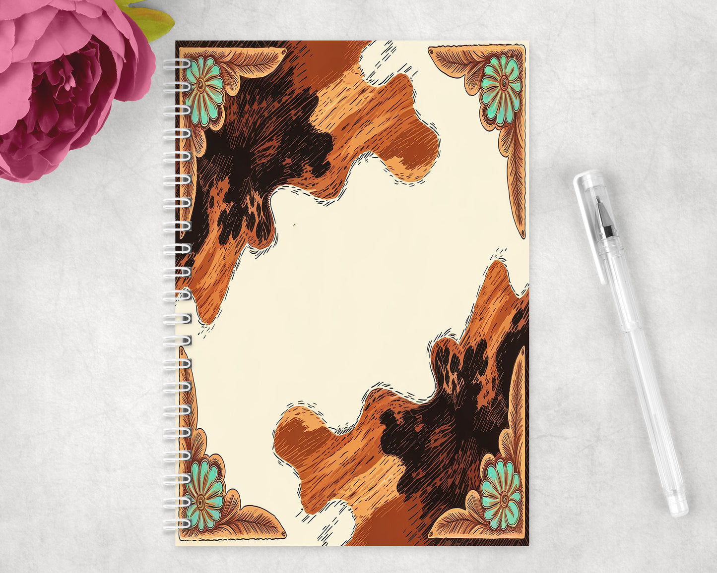 Cow Print Spiral Lined A5 Journal - 253