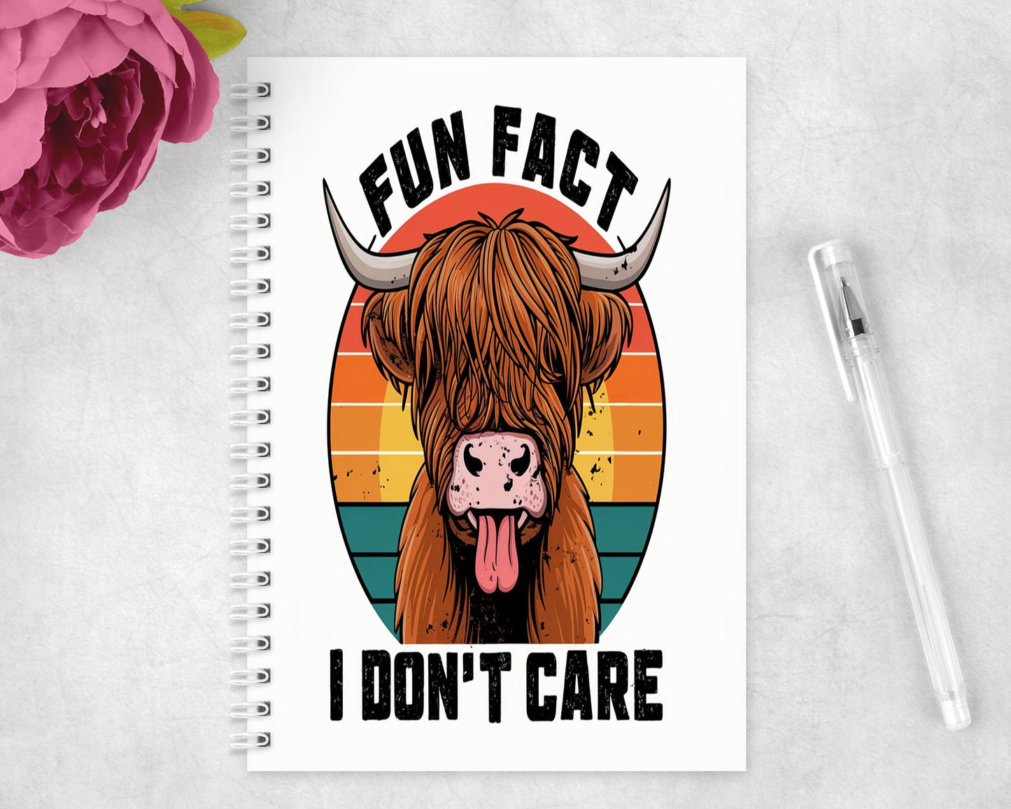 Funny Highland Cow Spiral Lined A5 Journal - 255