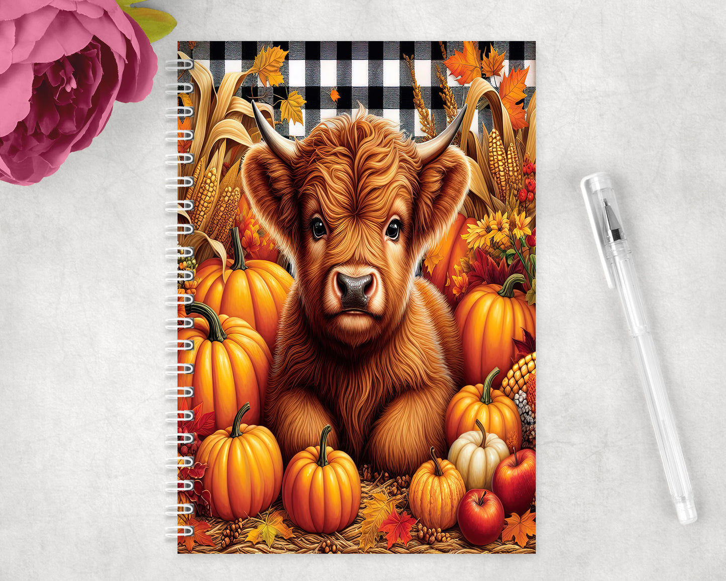 Fall Cow Spiral Lined A5 Journal - 270