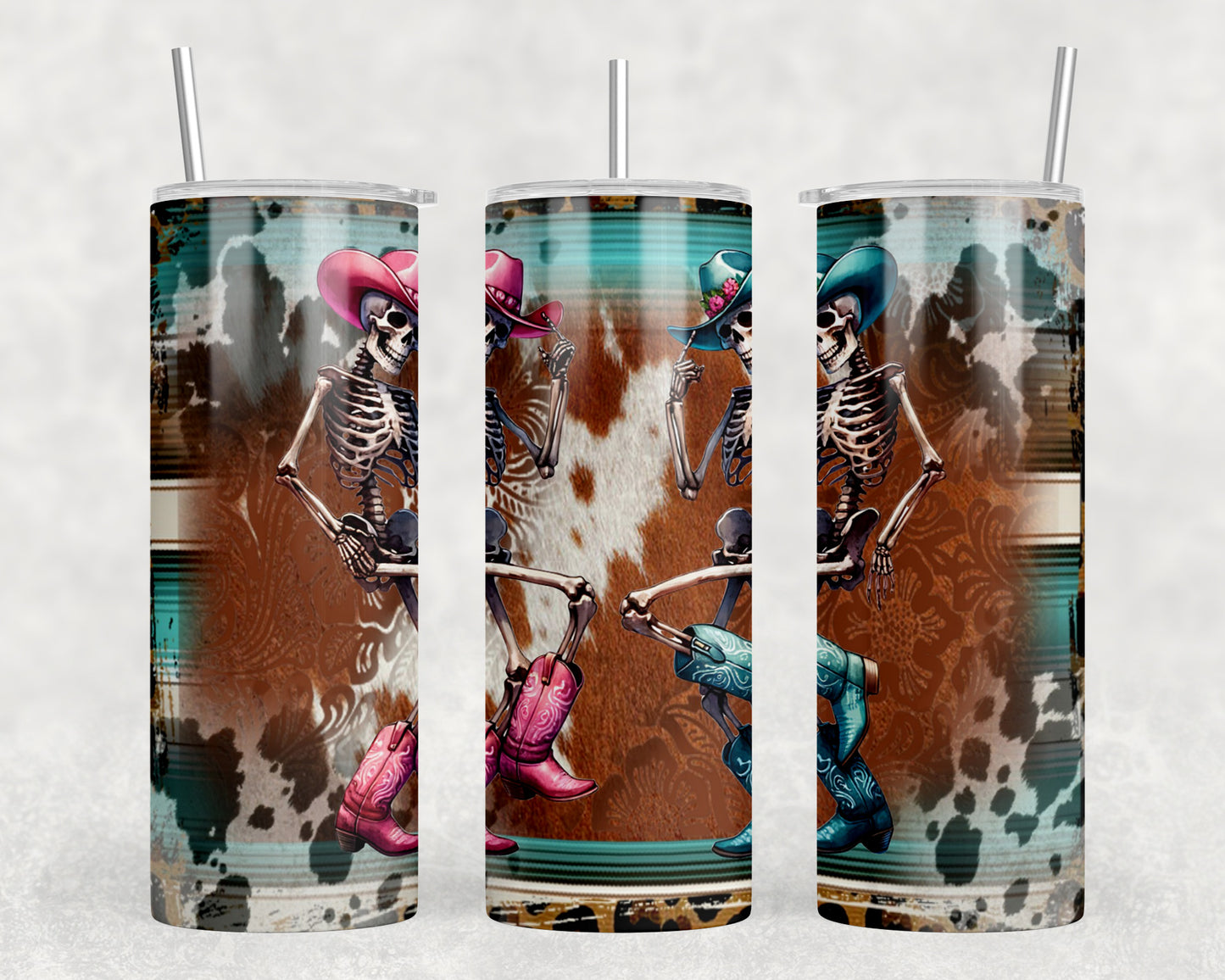 Western Dancing Skeletons 20oz Skinny Tumbler - 271