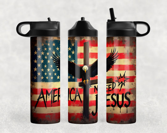 America Needs Jesus Water Bottle - 272