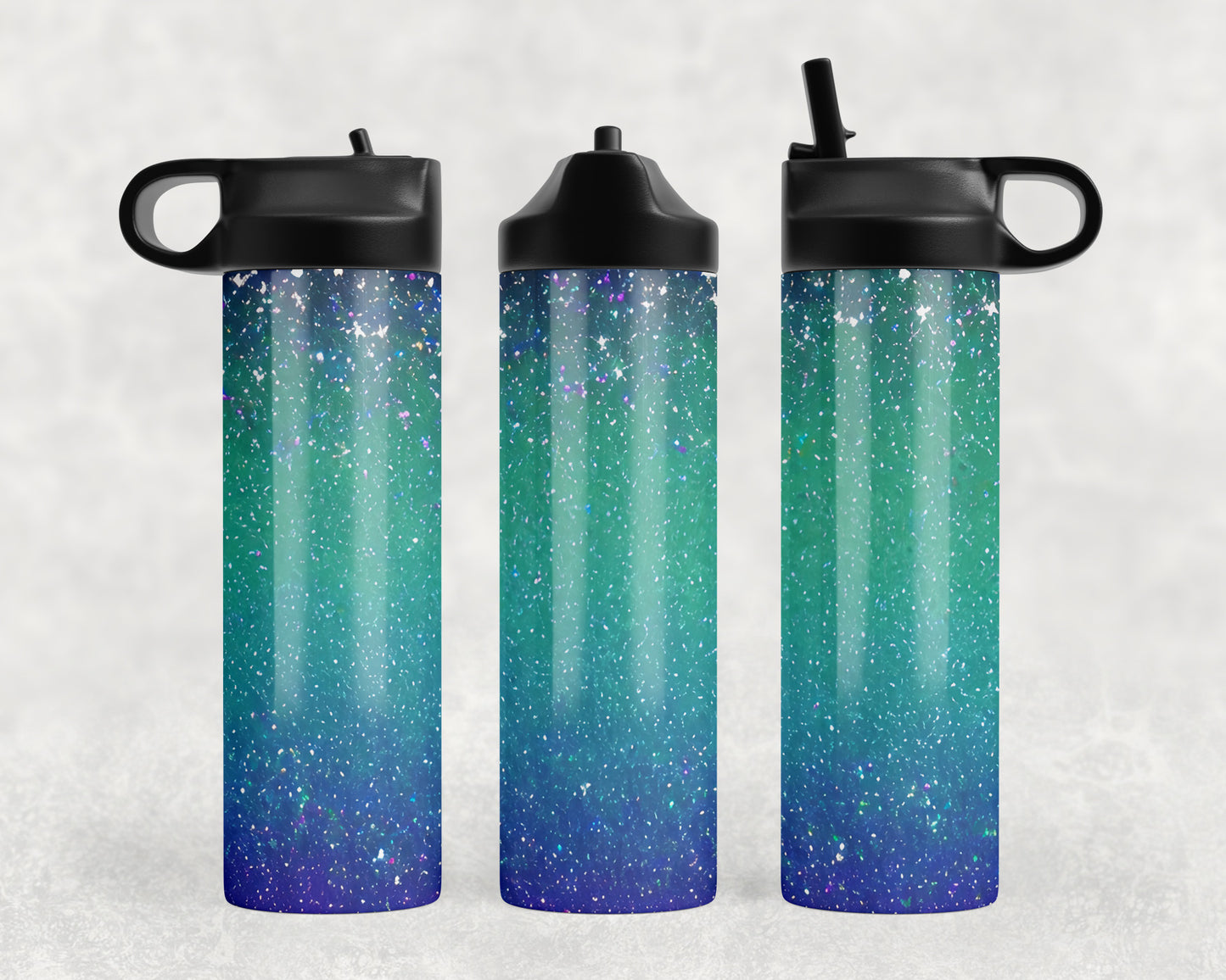 Faux Printed Glitter Water Bottle - 274