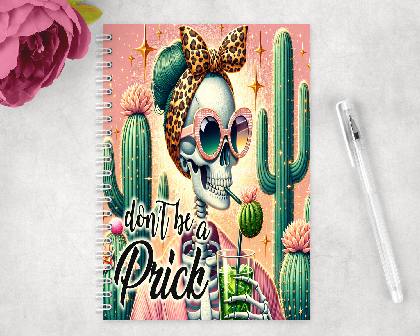 Funny Don't Be A prick Skeleton Spiral Lined A5 Journal - 290