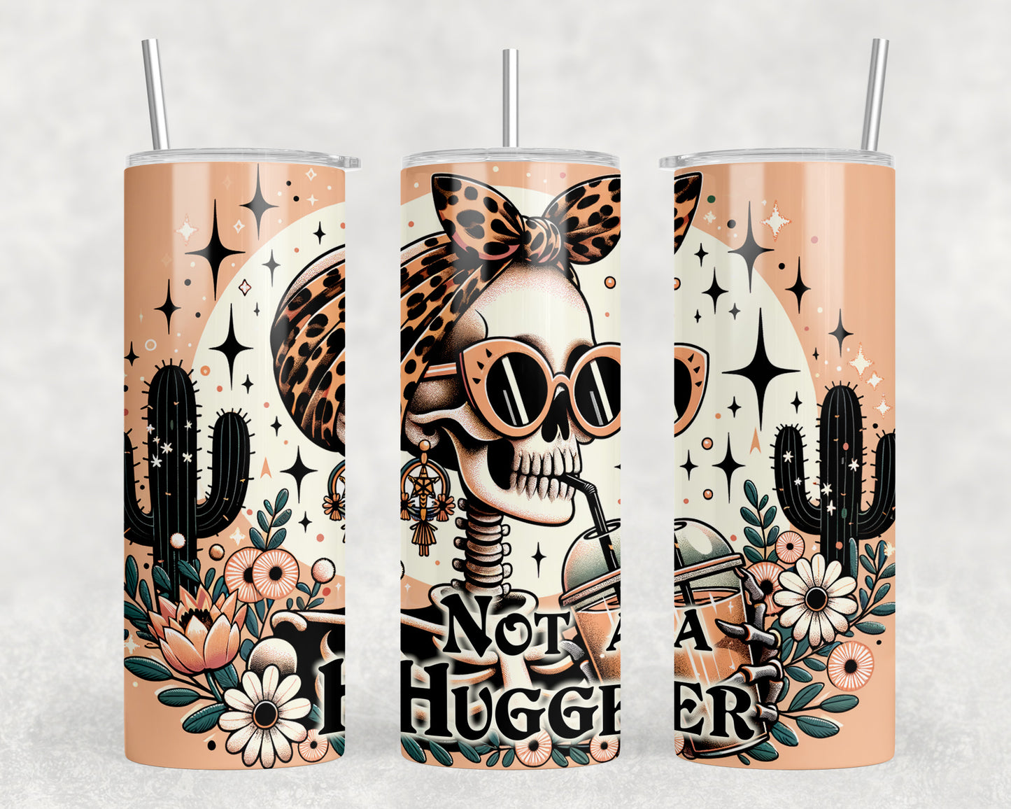 Funny Not A hugger Skeleton 20oz Skinny Tumbler - 291