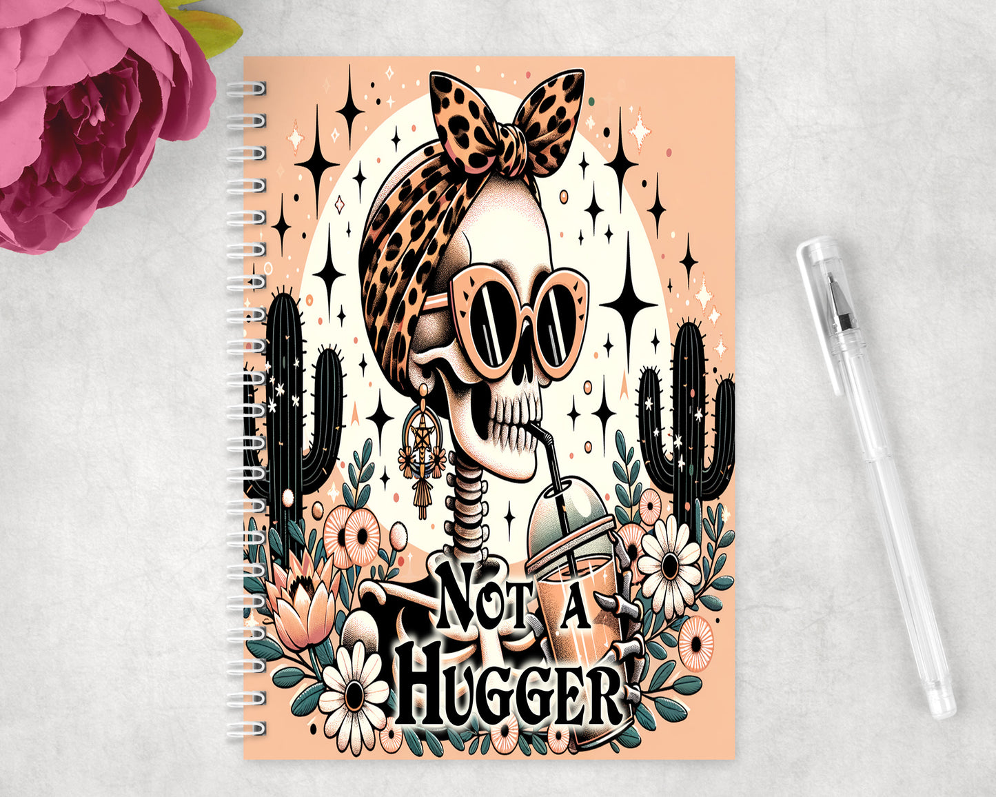 Funny Not A hugger Skeleton Spiral Lined A5 Journal - 291