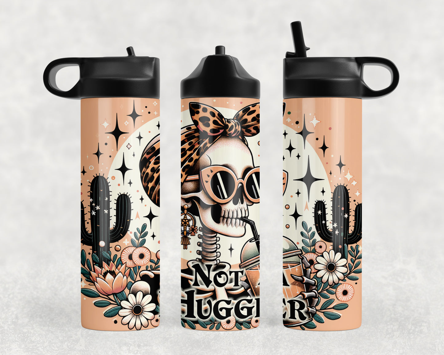 Funny Not A hugger Skeleton Water Bottle - 291