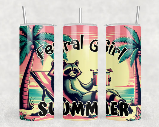 Funny Raccoon Summer 20oz Skinny Tumbler - 295