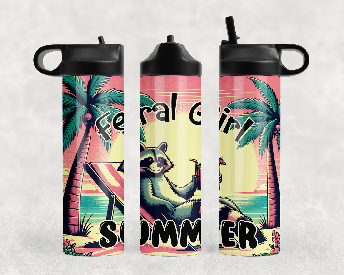 Funny Raccoon Summer Water Bottle - 295