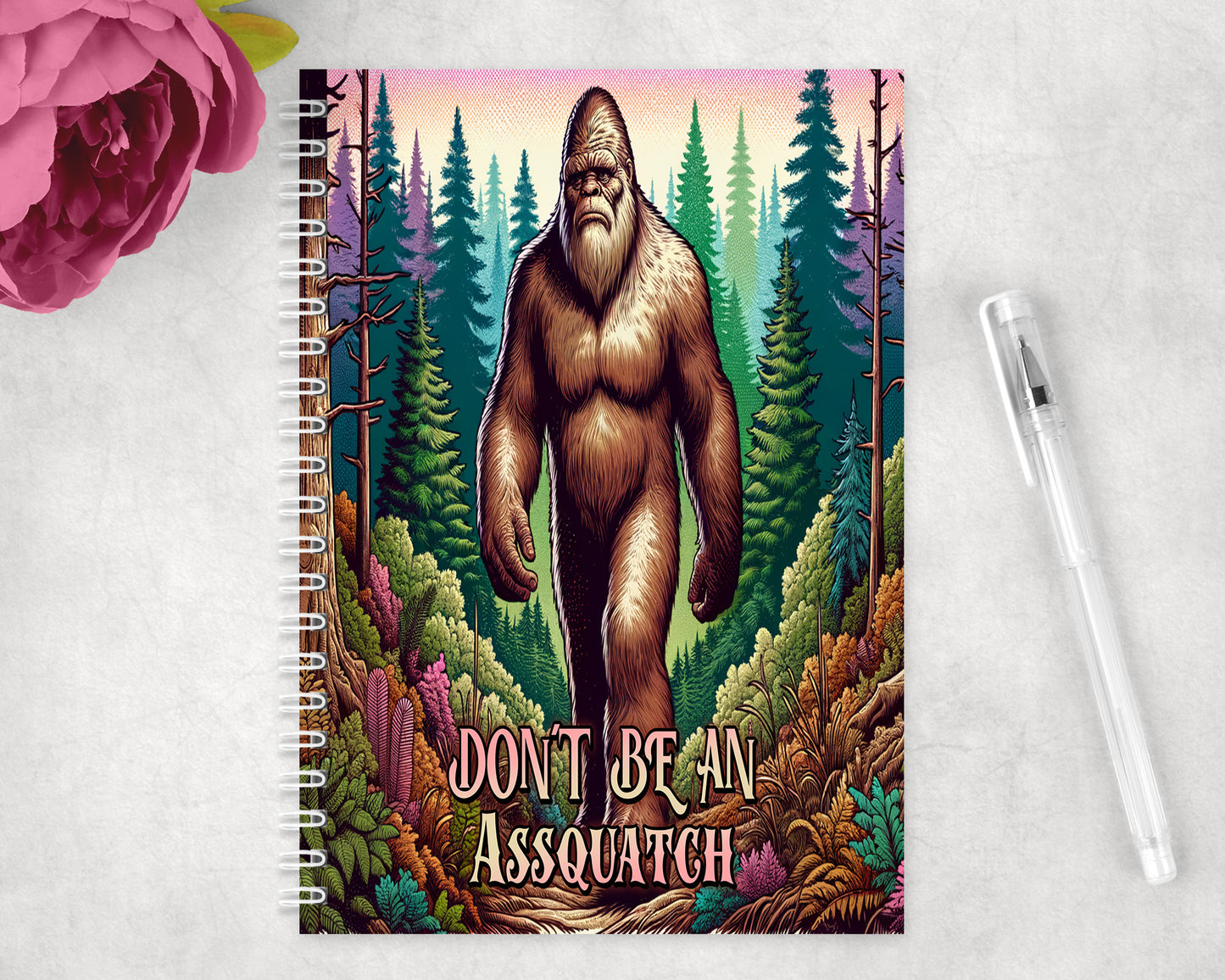 Funny Bigfoot Sasquatch Spiral Lined A5 Journal - 296