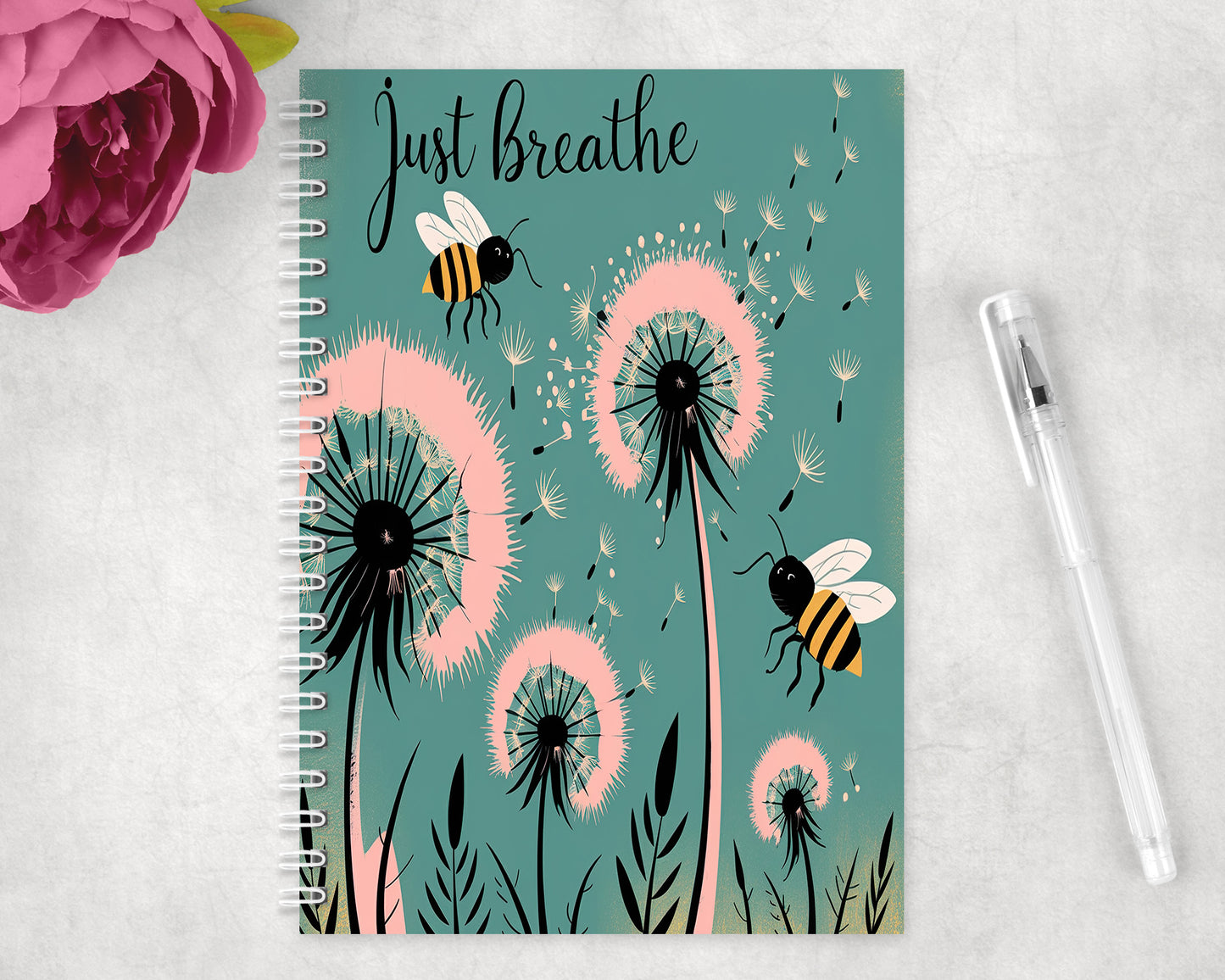 Just Breathe Dandelion Spiral Lined A5 Journal - 300