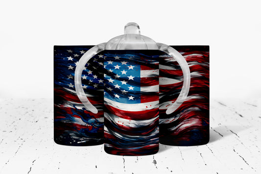 American Flag Kids Dual Lid Sippy Cup Tumbler - 314