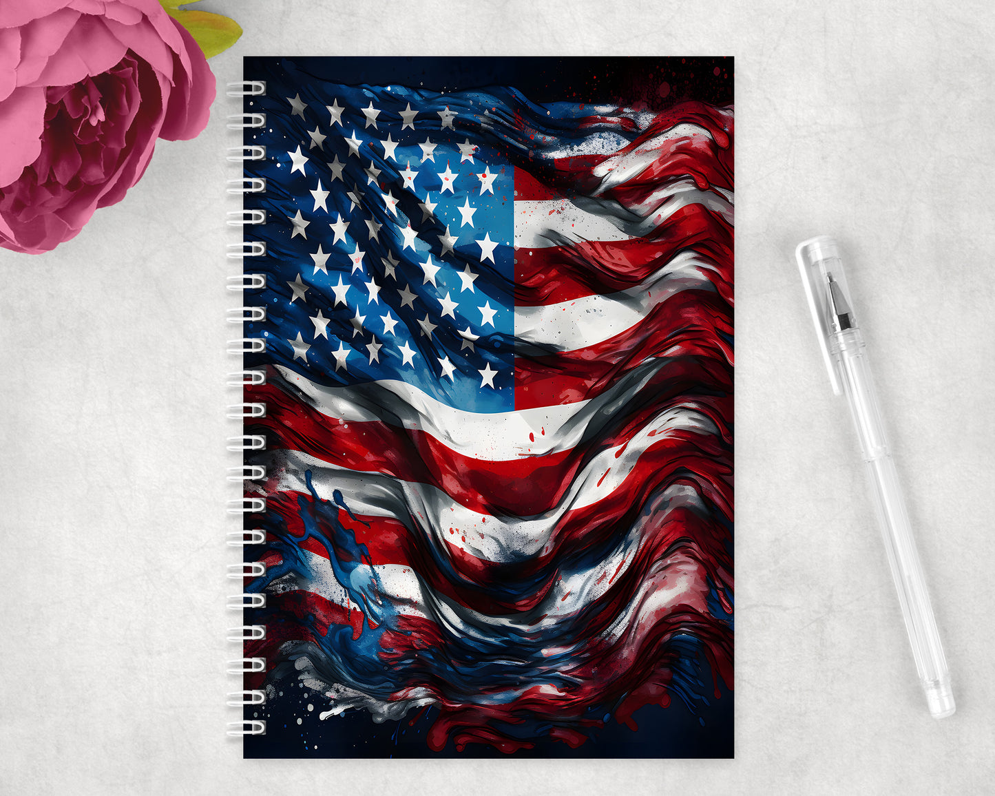 American Flag Spiral Lined A5 Journal - 314