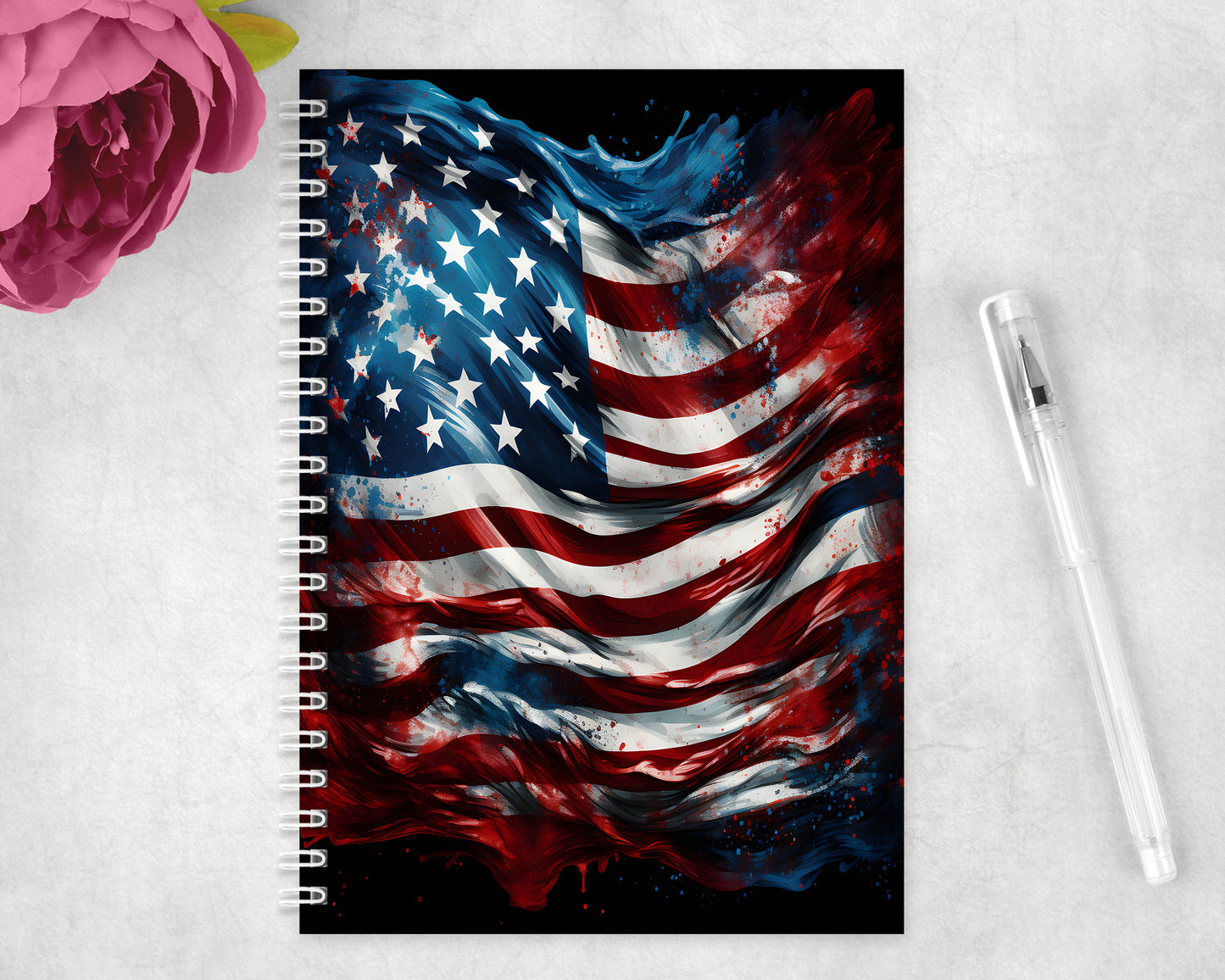 American Flag Spiral Lined A5 Journal - 315