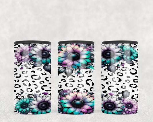 Sunflowers and Leopard Print 5-in-1 Can Hugger Tumbler - 318