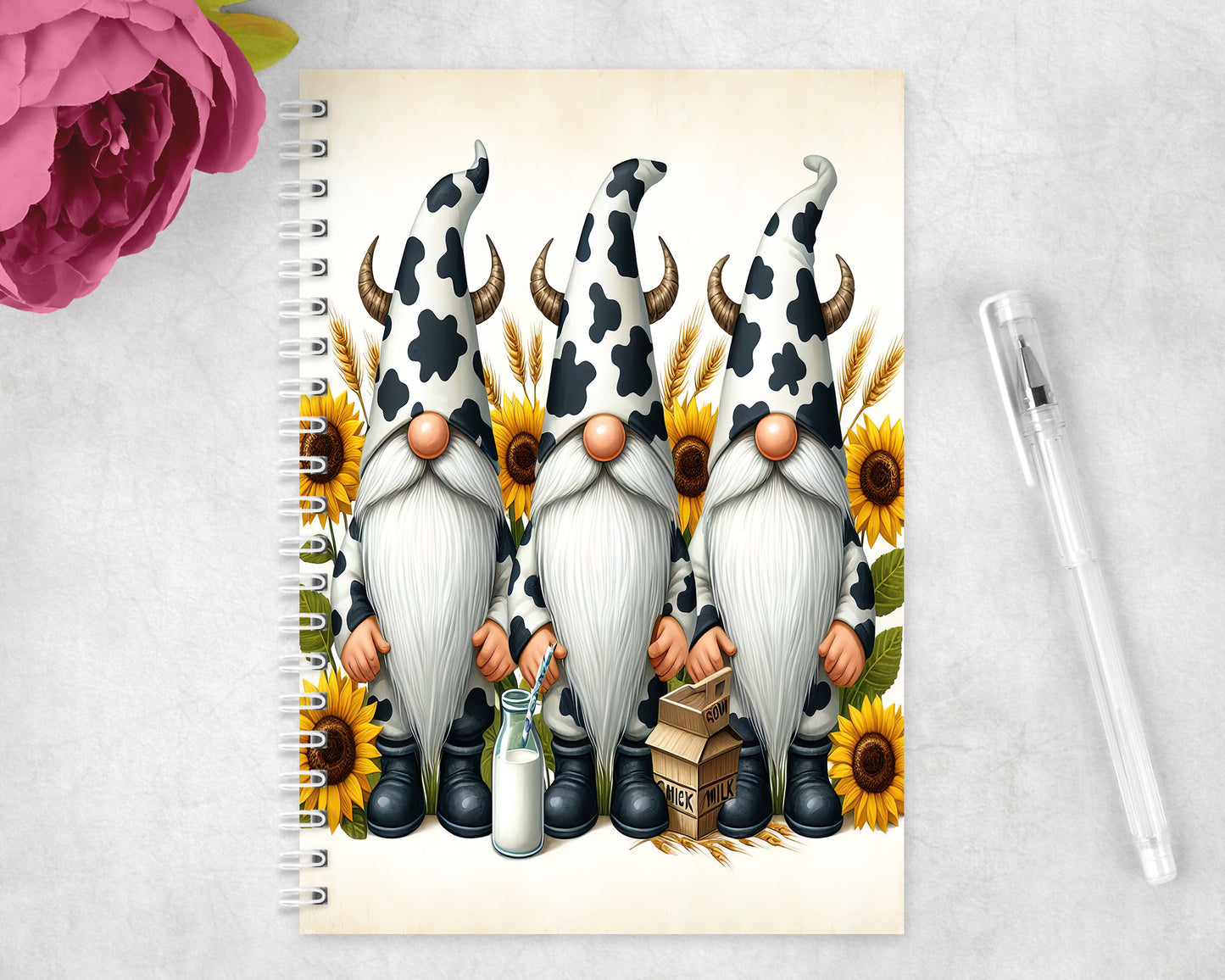 Cow Print Gnomes Spiral Lined A5 Journal - 338