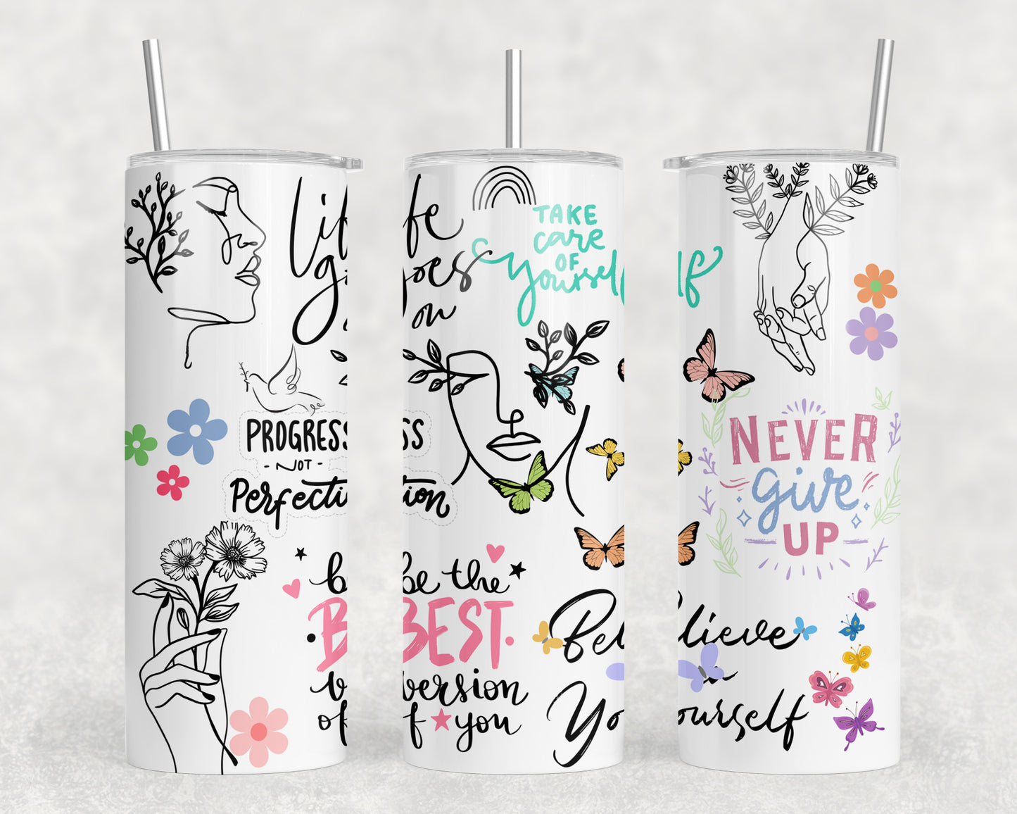 Line Art Affirmations 20oz Skinny Tumbler - 343