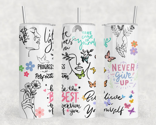 Line Art Affirmations 20oz Skinny Tumbler - 343