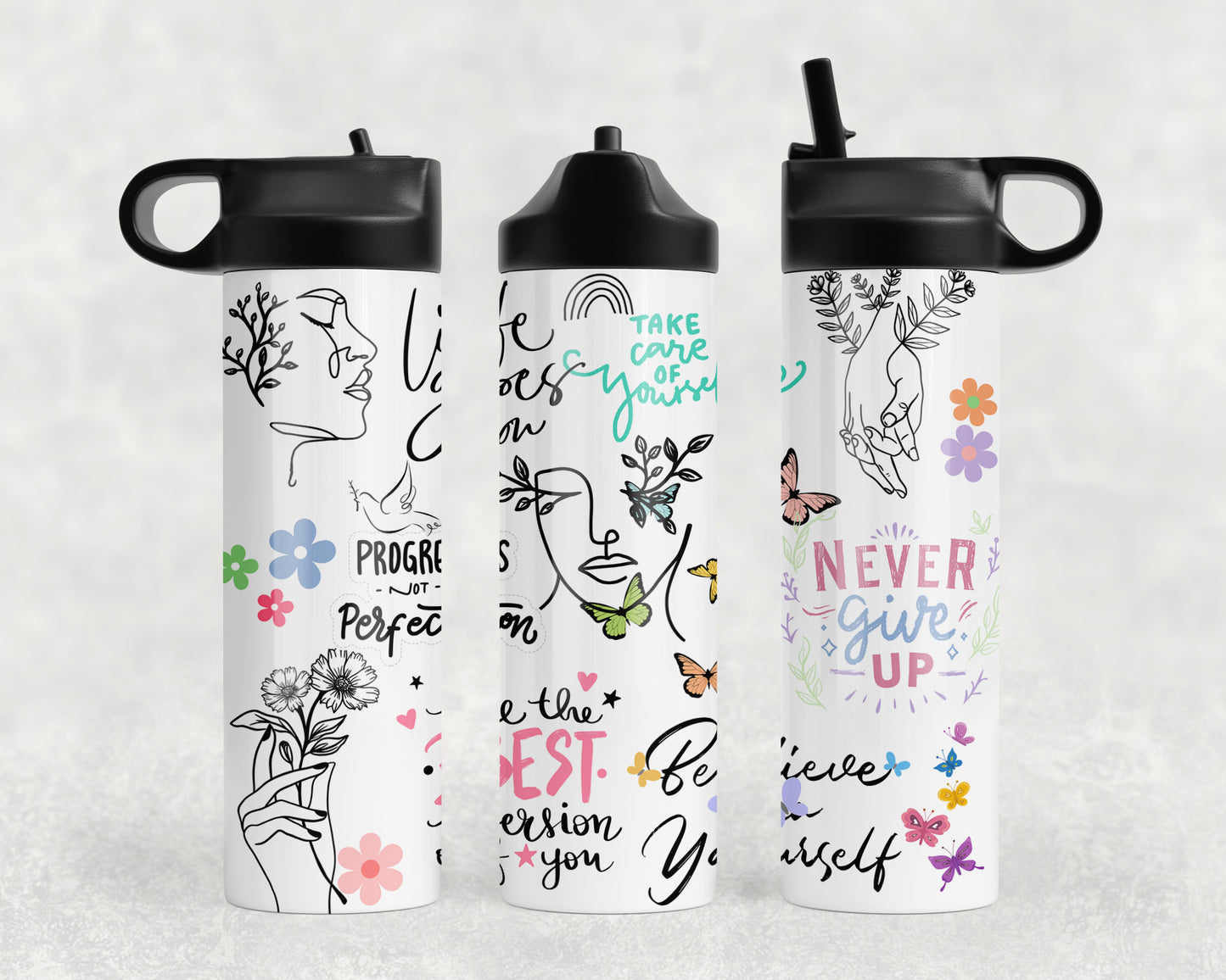 Line Art Affirmations Water Bottle - 343