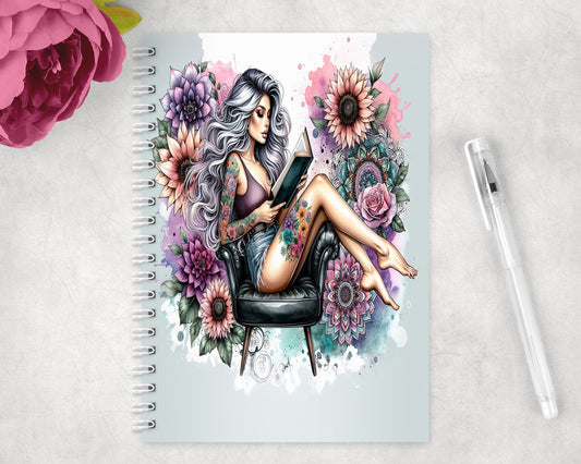 Tattoo Girl Spiral Lined A5 Journal - 344