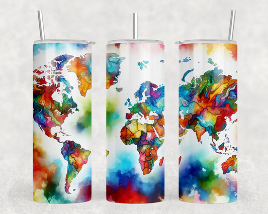 World Map 20oz Skinny Tumbler - 352