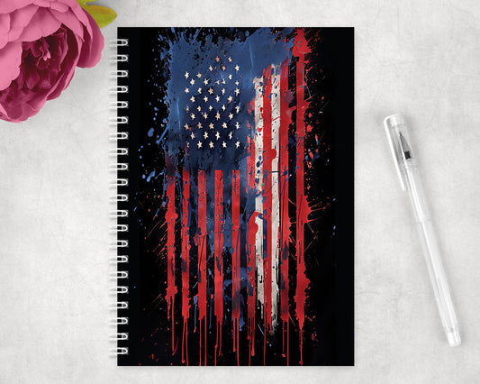 American Flag Spiral Lined A5 Journal - 357