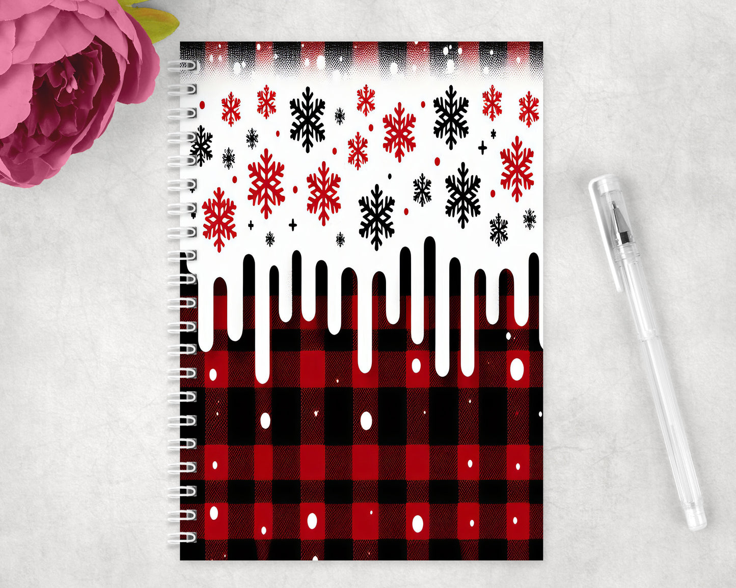 Christmas Winter Plaid Spiral Lined A5 Journal - 358