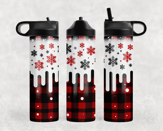 Christmas Winter Plaid Water Bottle - 358