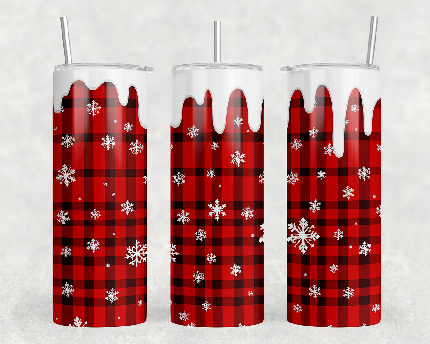 Christmas Winter Plaid 20oz Skinny Tumbler - 360