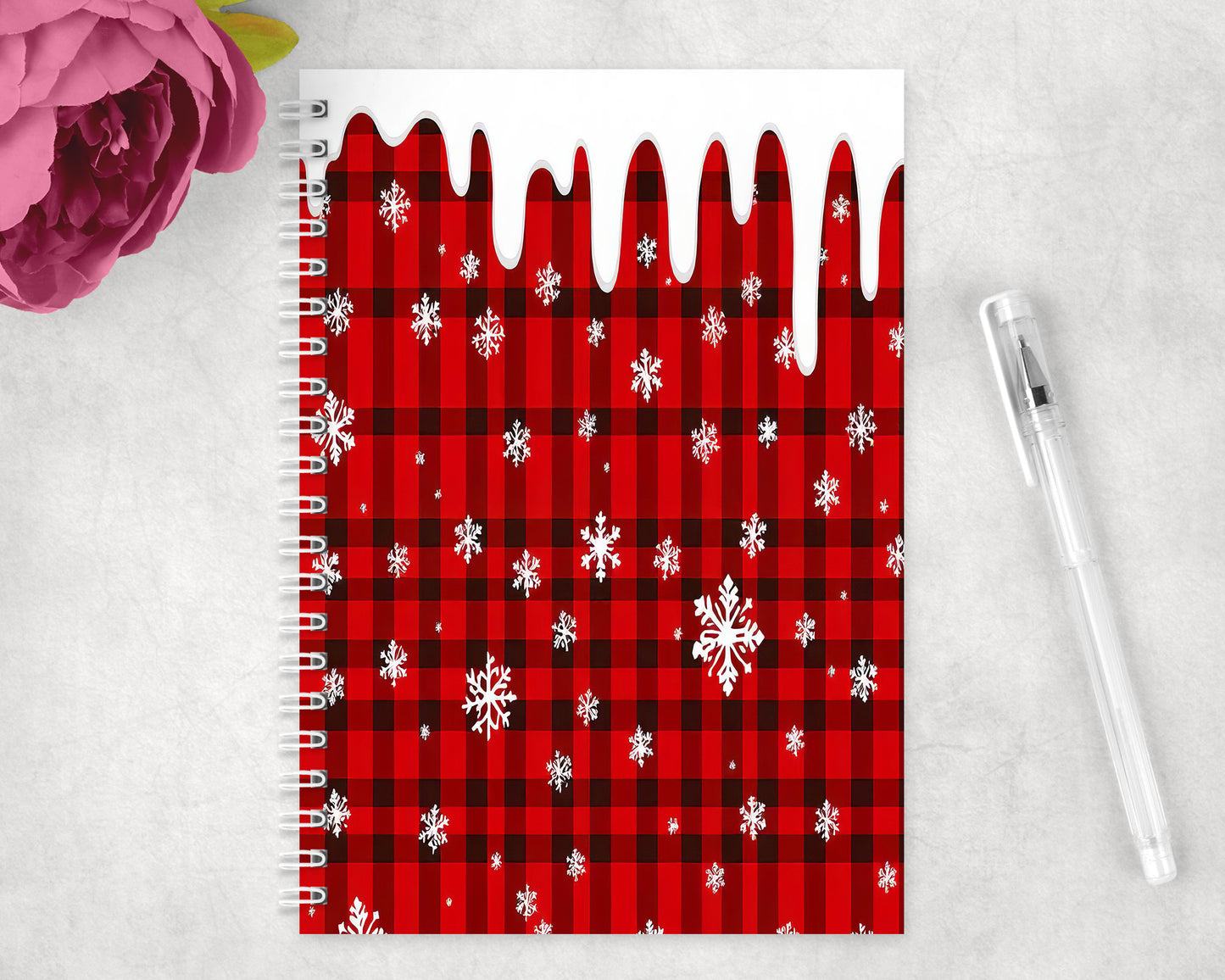 Christmas Winter Plaid Spiral Lined A5 Journal - 360