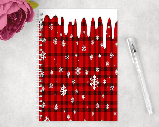 Christmas Winter Plaid Spiral Lined A5 Journal - 360