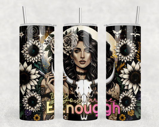 Western You Are Enough Tattoo Girl 20oz Skinny Tumbler - 362