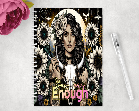 Western You Are Enough Tattoo Girl Spiral Lined A5 Journal - 362