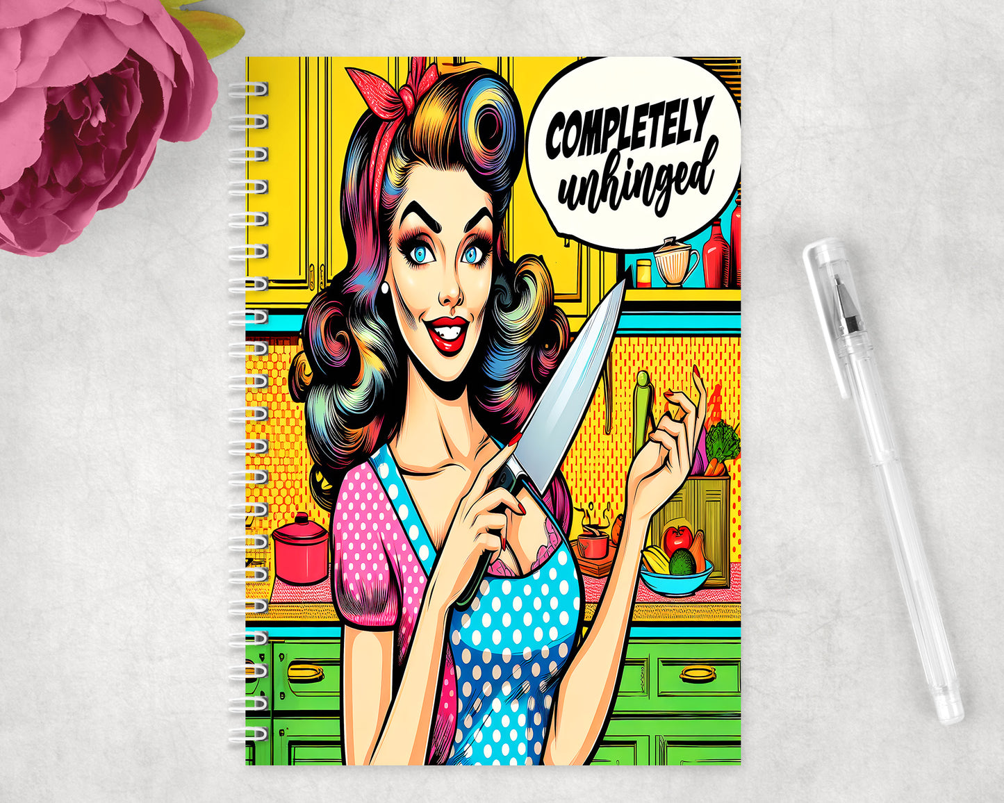 Funny Vintage Housewife Spiral Lined A5 Journal - 372