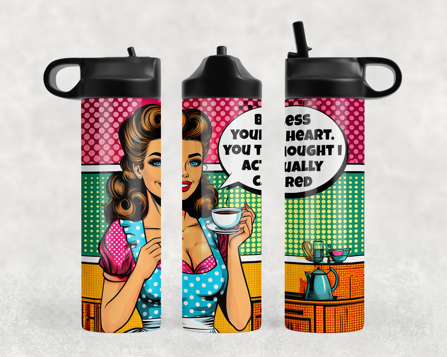 Funny Vintage Housewife Water Bottle - 374