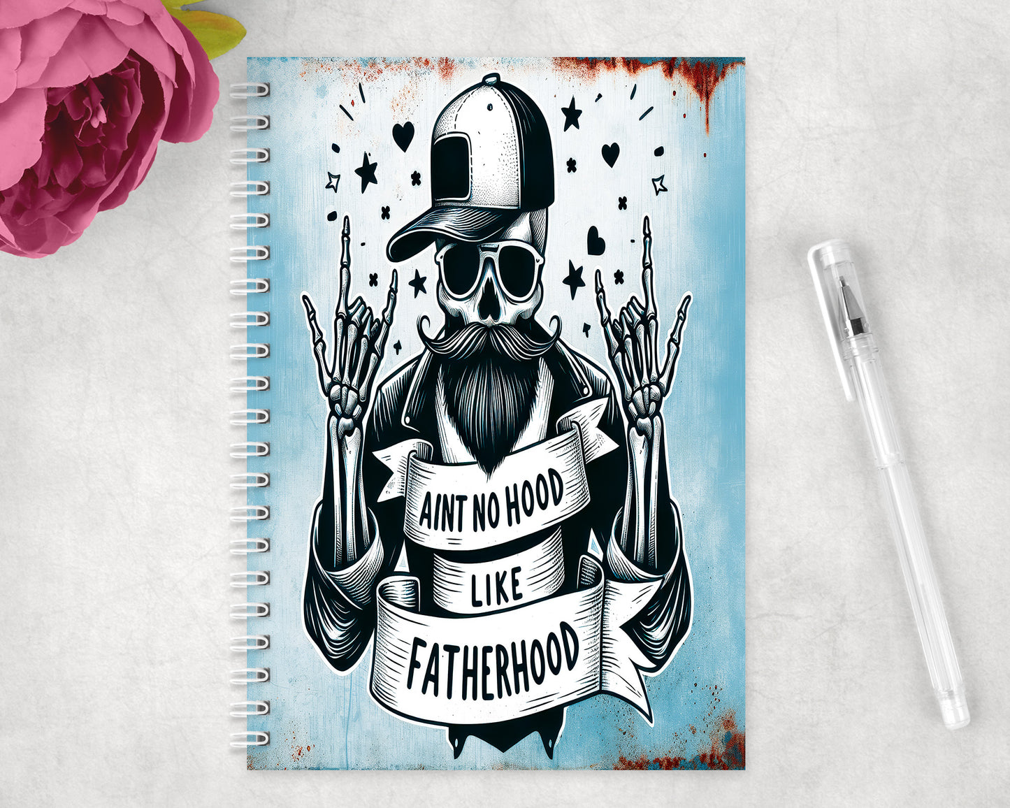 Dad Skeleton Spiral Lined A5 Journal - 376