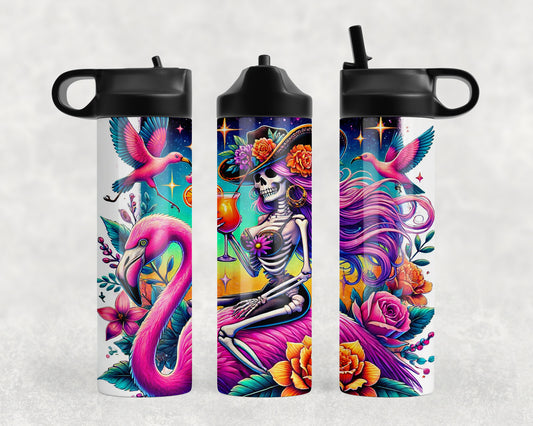 Skeleton Mermaid Flamingo Water Bottle - 383