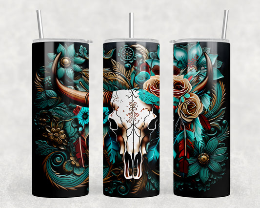 Western Skull 20oz Skinny Tumbler - 384