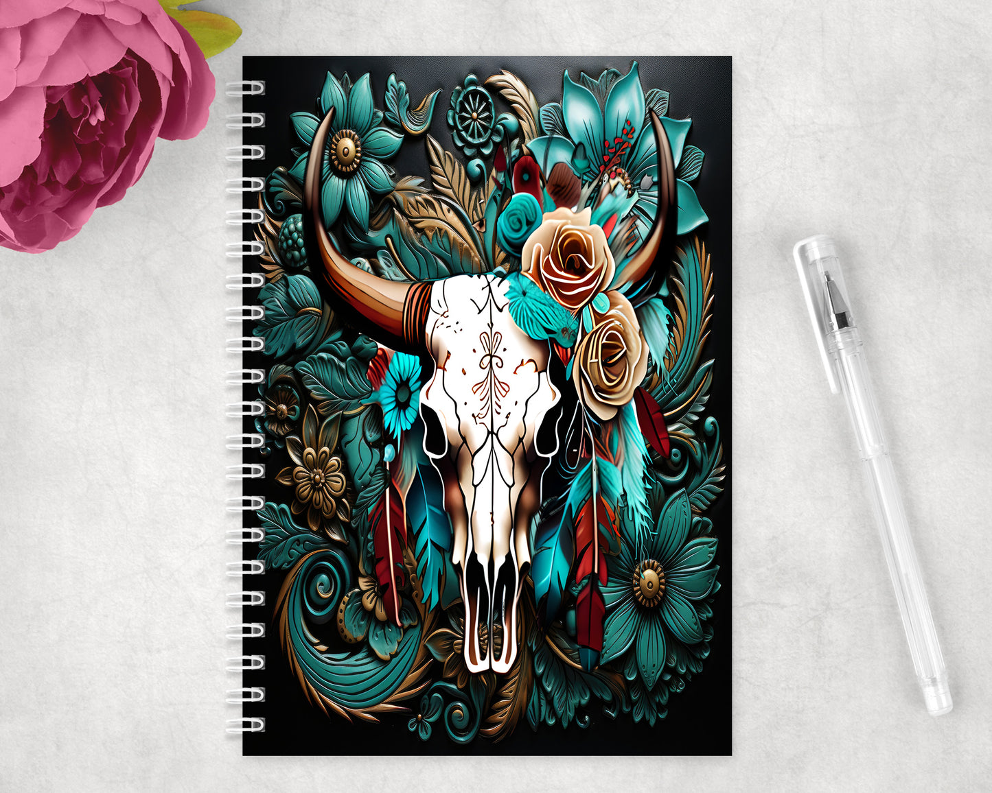 Western Skull Spiral Lined A5 Journal - 384