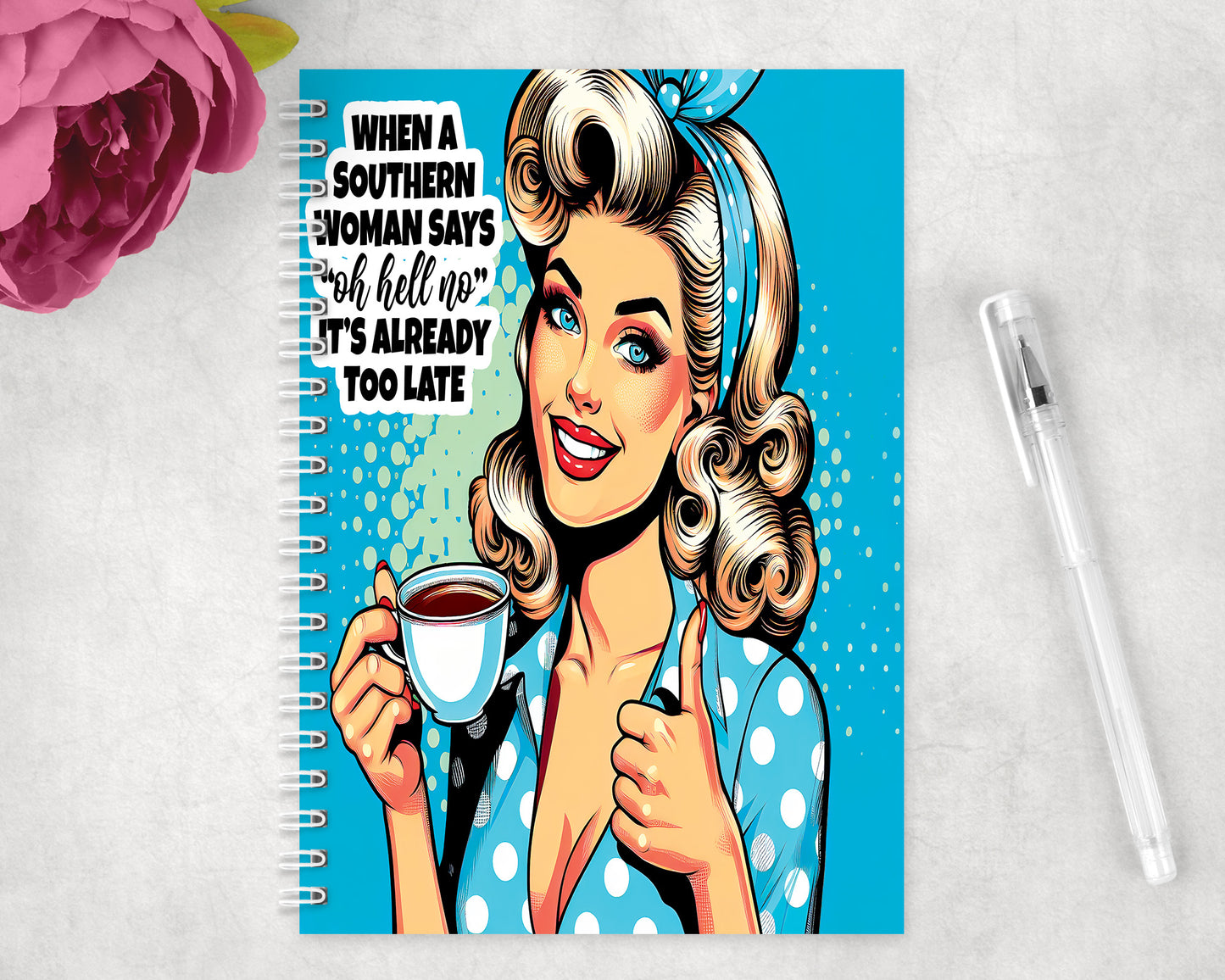 Funny Vintage Housewife Spiral Lined A5 Journal - 385