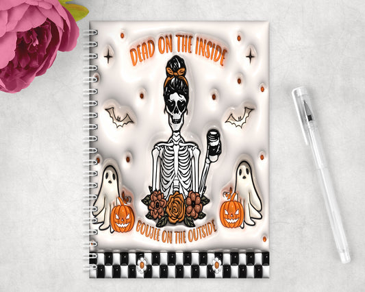 Funny Halloween Skeleton Spiral Lined A5 Journal - 391